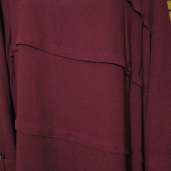 Dana Buchman top cranberry color 3/4 sleeves tiered front pullover blouse sz XL - Picture 7 of 8